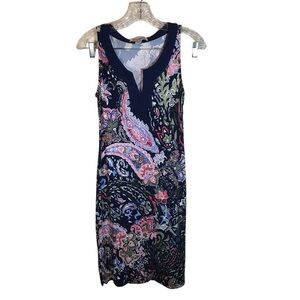 Tommy Bahama women’s sleeveless summer dress Paisley floral size XXS blue